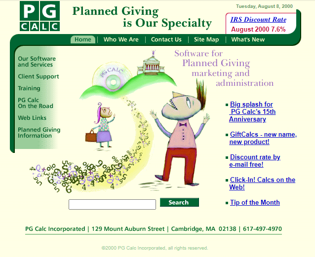 www.pgcalc.com homepage image circa 2000