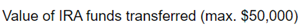 GiftCalcs image: Value of IRA funds transferrerd (max. $50,000)