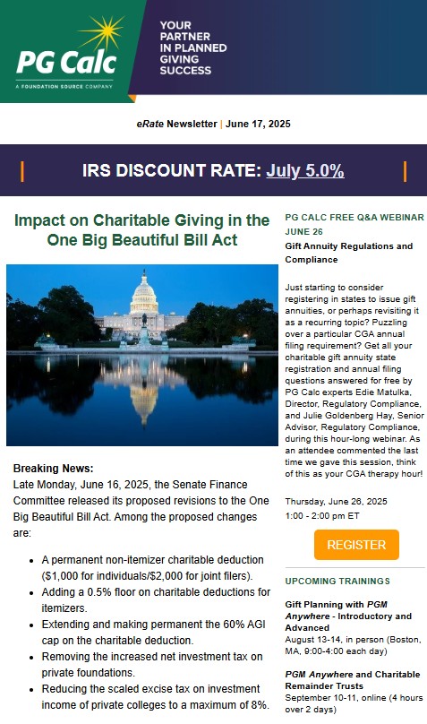 PG Calc eRate newsletter July 2025